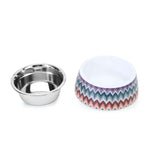 BASIL Zig Zag Pet Feeding Bowl, Stainless Steel & Melamine