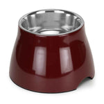 BASIL Elevated Melamine and Stainless Steel Pet Feeding Bowls for Bigger Ears Dogs (Wine)