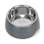 BASIL Solid Grey Pet Feeding Bowl Set, Melamine and Stainless Steel