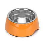BASIL Solid Orange Pet Feeding Bowl Set, Melamine and Stainless Steel