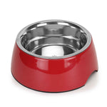 BASIL Solid Red Pet Feeding Bowl Set, Melamine and Stainless Steel