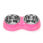 Double Bowl Feeding Set for Dogs & Puppies (Pink)