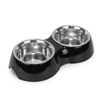 Double Bowl Feeding Set for Dogs & Puppies (Black)