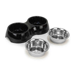 Double Bowl Feeding Set for Dogs & Puppies (Black)