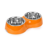 Double Bowl Feeding Set for Dogs & Puppies (Orange)