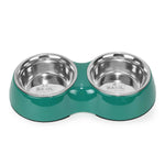 Double Bowl Feeding Set for Dogs & Puppies (Green)