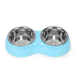 Double Bowl Feeding Set for Dogs & Puppies (Blue)