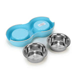 Double Bowl Feeding Set for Dogs & Puppies (Blue)