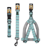 BASIL Padded Adjustable Pet Collar, 4 Ft Leash & Harness (Zig Zag Green) - The Basil Pet Care