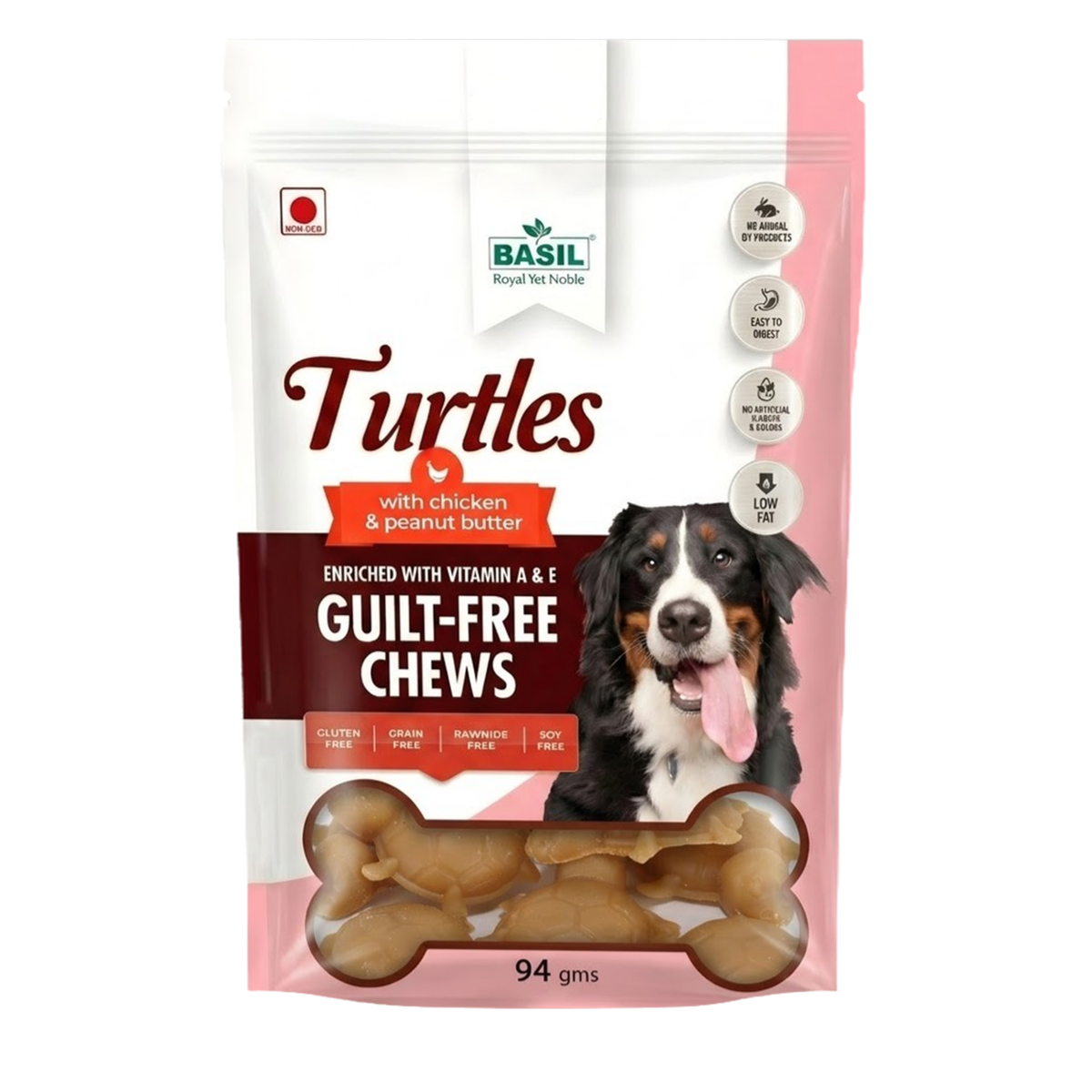 BASIL Turtle with Peanut Butter Guilt-Free Treat for Dogs & Puppies ...