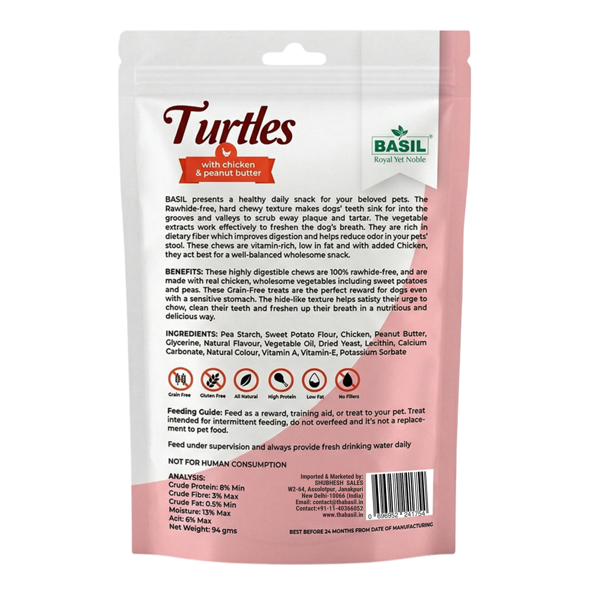 BASIL Turtle with Peanut Butter Guilt-Free Treat for Dogs & Puppies ...