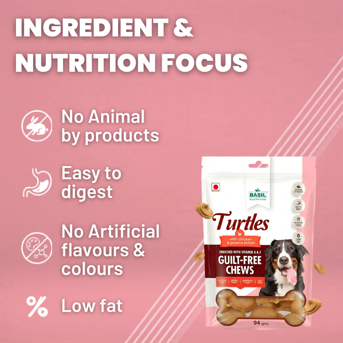 BASIL Turtle with Peanut Butter Guilt-Free Treat for Dogs & Puppies ...