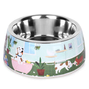 BASIL Stainless Steel & Melamine Print Bowl – Durable Feeding Bowl for Dogs & Cats | Pet Life Indoor Exclusive