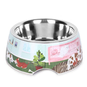 BASIL Stainless Steel & Melamine Print Bowl – Durable Feeding Bowl for Dogs & Cats | Pet Life Indoor Exclusive