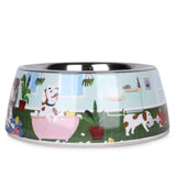 BASIL Stainless Steel & Melamine Print Bowl – Durable Feeding Bowl for Dogs & Cats | Pet Life Indoor Exclusive