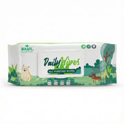 BASIL Daily wet Wipes, All Purpose Pet Grooming Wet Wipes - 80 Wipes