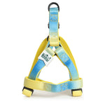 Basil Printed Dog Harness – Blue & Yellow, Adjustable & Comfortable No-Pull Harness for Walking and Training Dogs of All Sizes