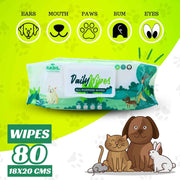 BASIL Daily wet Wipes, All Purpose Pet Grooming Wet Wipes - 80 Wipes