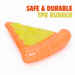 BASIL Wagtastic TPR Dog Chew Toy, Pizza Slice with Nylon Topping - Orange & Yellow, Durable Teething & Interactive Toy for Dogs & Puppies