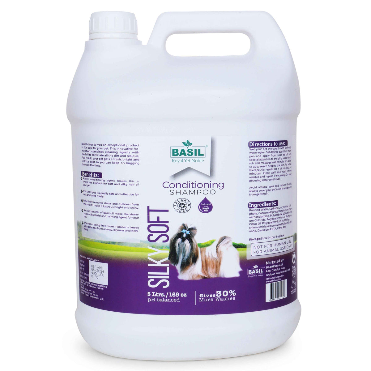 Basil Silky Soft Conditioning Shampoo – 5L Gallon for Smooth & Shiny ...