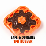 BASIL Wagtastic TPR Dog Chew Toy, Waffle with Nylon Topping - Orange & Brown, Durable Teething & Interactive Toy for Dogs & Puppies