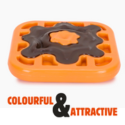 BASIL Wagtastic TPR Dog Chew Toy, Waffle with Nylon Topping - Orange & Brown, Durable Teething & Interactive Toy for Dogs & Puppies