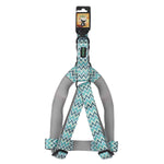 BASIL Padded Adjustable Pet Collar, 4 Ft Leash & Harness (Zig Zag Green)