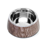 BASIL Wooden Print Pet Feeding Bowl, Stainless Steel & Melamine
