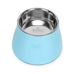 BASIL Elevated Melamine and Stainless Steel Pet Feeding Bowls for Bigger Ears Dogs, 500ml (Blue)