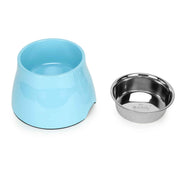 BASIL Elevated Melamine and Stainless Steel Pet Feeding Bowls for Bigger Ears Dogs, 500ml (Blue)