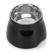 BASIL Elevated Melamine and Stainless Steel Pet Feeding Bowls for Bigger Ears Dogs, 500ml (Black)