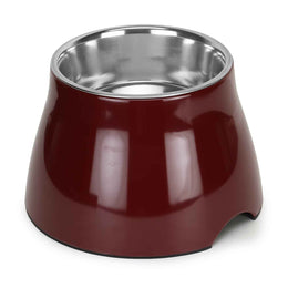 BASIL Elevated Melamine and Stainless Steel Pet Feeding Bowls for Bigger Ears Dogs (Wine)