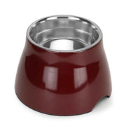 BASIL Elevated Melamine and Stainless Steel Pet Feeding Bowls for Bigger Ears Dogs (Wine)