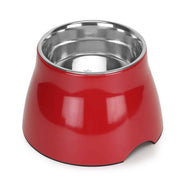 BASIL Elevated Melamine and Stainless Steel Pet Feeding Bowls for Bigger Ears Dogs, 500ml (Red)