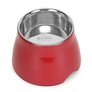 BASIL Elevated Melamine and Stainless Steel Pet Feeding Bowls for Bigger Ears Dogs, 500ml (Red)