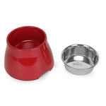 BASIL Elevated Melamine and Stainless Steel Pet Feeding Bowls for Bigger Ears Dogs, 500ml (Red)