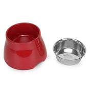 BASIL Elevated Melamine and Stainless Steel Pet Feeding Bowls for Bigger Ears Dogs, 500ml (Red)