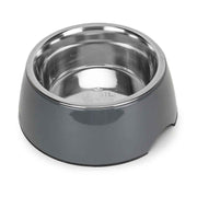 BASIL Solid Grey Pet Feeding Bowl Set, Melamine and Stainless Steel