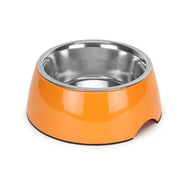 BASIL Solid Orange Pet Feeding Bowl Set, Melamine and Stainless Steel