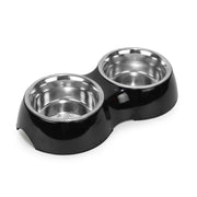 Double Bowl Feeding Set for Dogs & Puppies (Black)
