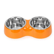 Double Bowl Feeding Set for Dogs & Puppies (Orange)