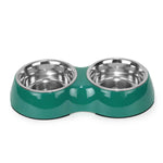 Double Bowl Feeding Set for Dogs & Puppies (Green)