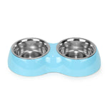 Double Bowl Feeding Set for Dogs & Puppies (Blue)