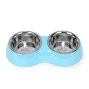 Double Bowl Feeding Set for Dogs & Puppies (Blue)