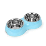 Double Bowl Feeding Set for Dogs & Puppies (Blue)