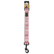 BASIL Zig Zag Adjustable Collar & Leash, 4 Feet (Red)