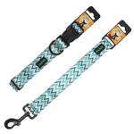 BASIL Zig Zag Adjustable Collar & Leash, 4 Feet (Green) - The Basil Pet Care